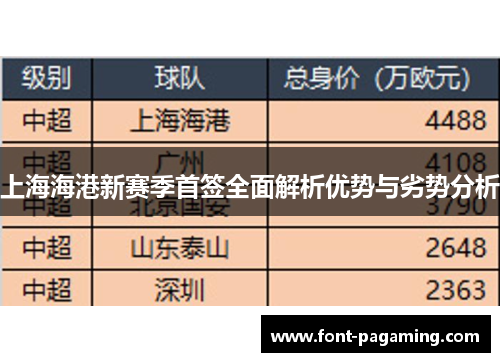 上海海港新赛季首签全面解析优势与劣势分析