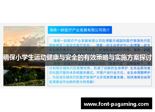 确保小学生运动健康与安全的有效策略与实施方案探讨