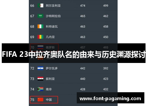 FIFA 23中拉齐奥队名的由来与历史渊源探讨