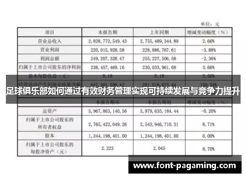 足球俱乐部如何通过有效财务管理实现可持续发展与竞争力提升